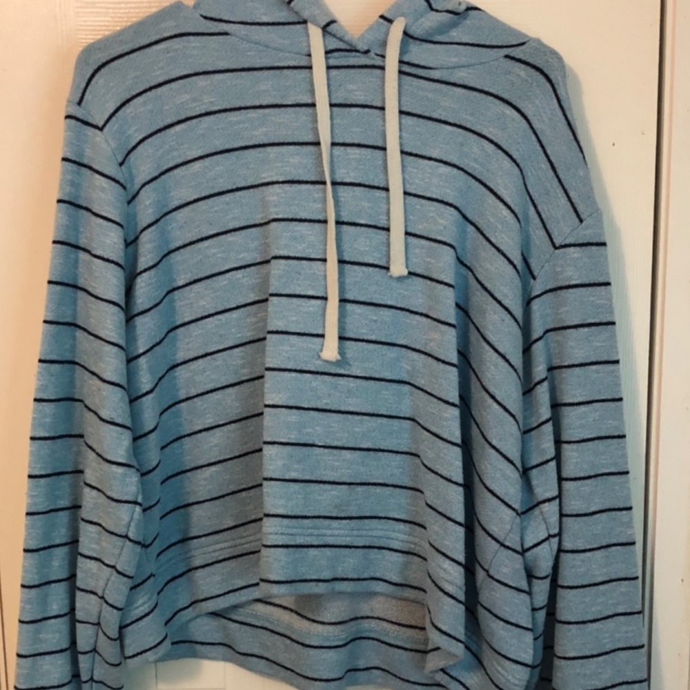 Blue and Black Cropped Sweater
